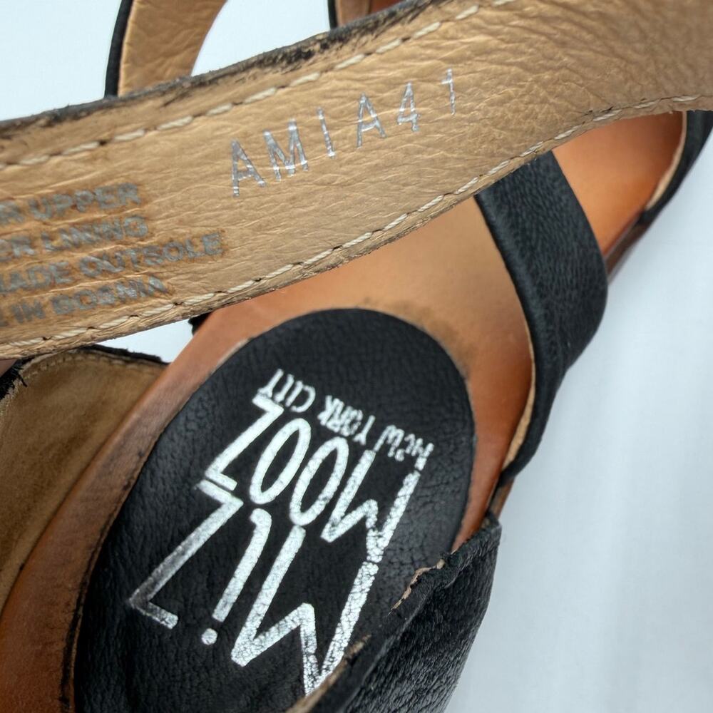 Miz Mooz Mary Jane Wedge Sandals 41 Womens 9.5 Black Leather Comfort Boho - Picture 12 of 13